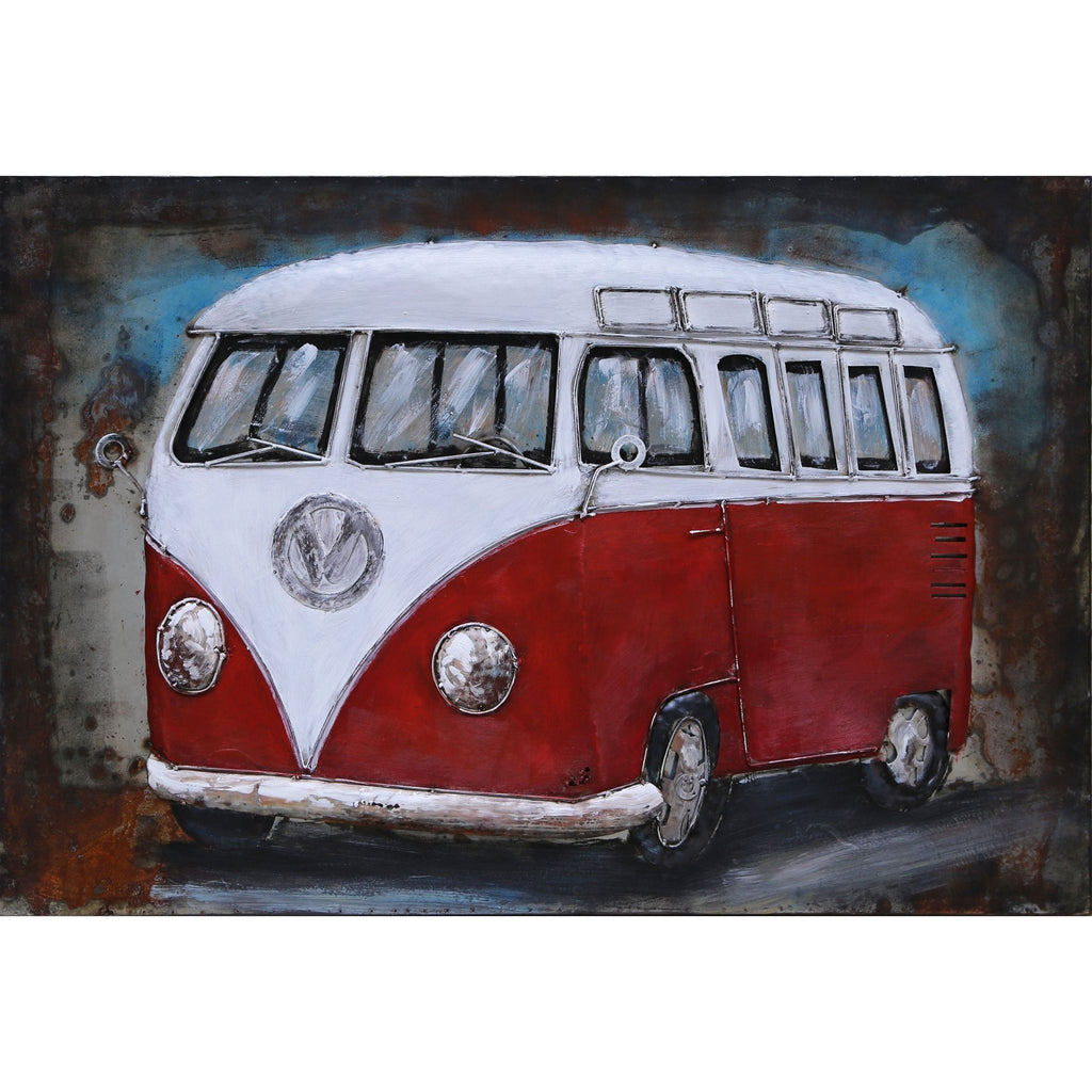 3D Metallbild Bulli Rot-Weiß - Das Holländische Möbelhaus