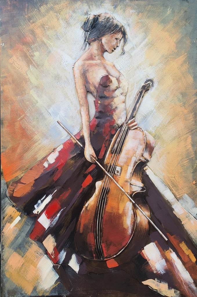 3D Metallbild Cello Frau - Das Holländische Möbelhaus