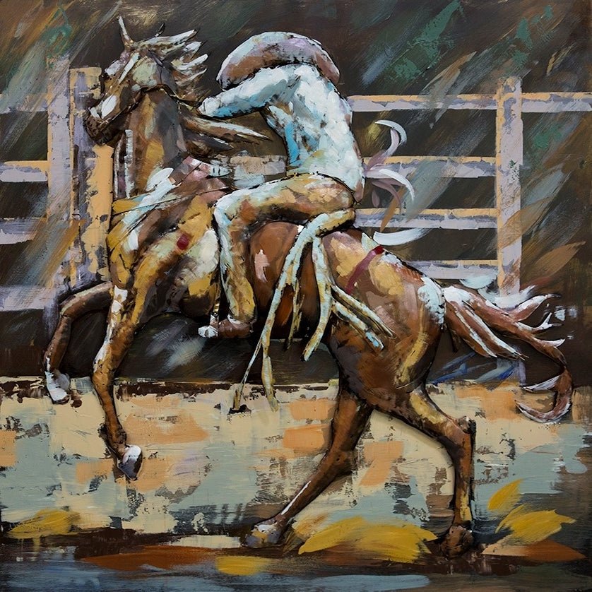 3D Metallbild Cowboy auf Pferd - Das Holländische Möbelhaus