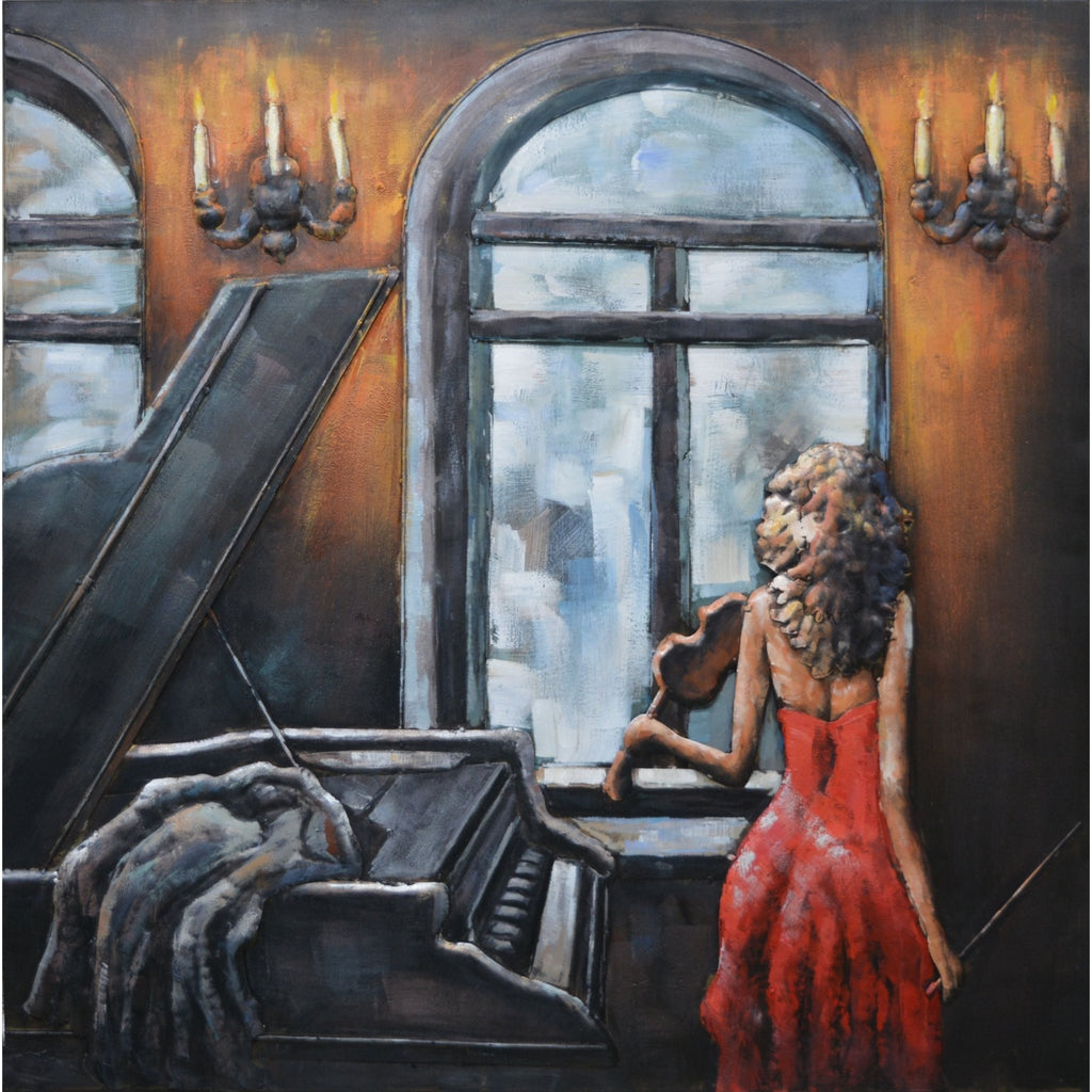 3D Metallbild Geigerin hinter Flügel - Das Holländische Möbelhaus