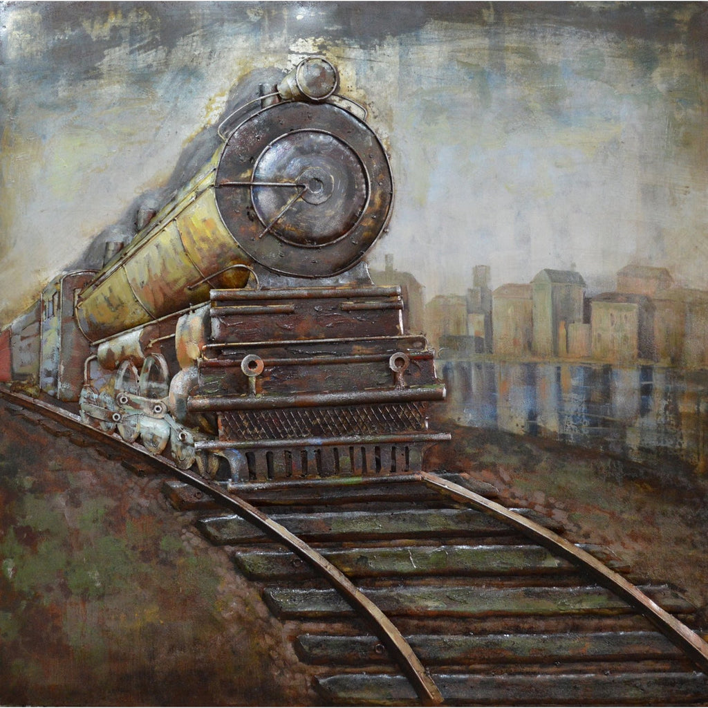 3D Metallbild Retro Lok - Das Holländische Möbelhaus