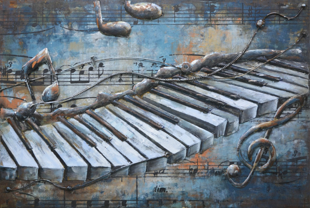 3D Metallbild schwebende Klaviertasten - Das Holländische Möbelhaus