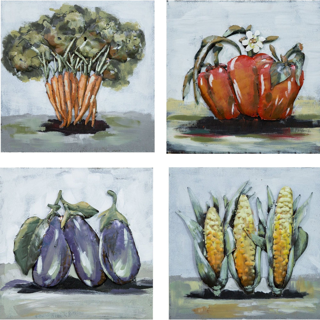 3D Metallbild Vierer-Set Gemüse - Das Holländische Möbelhaus