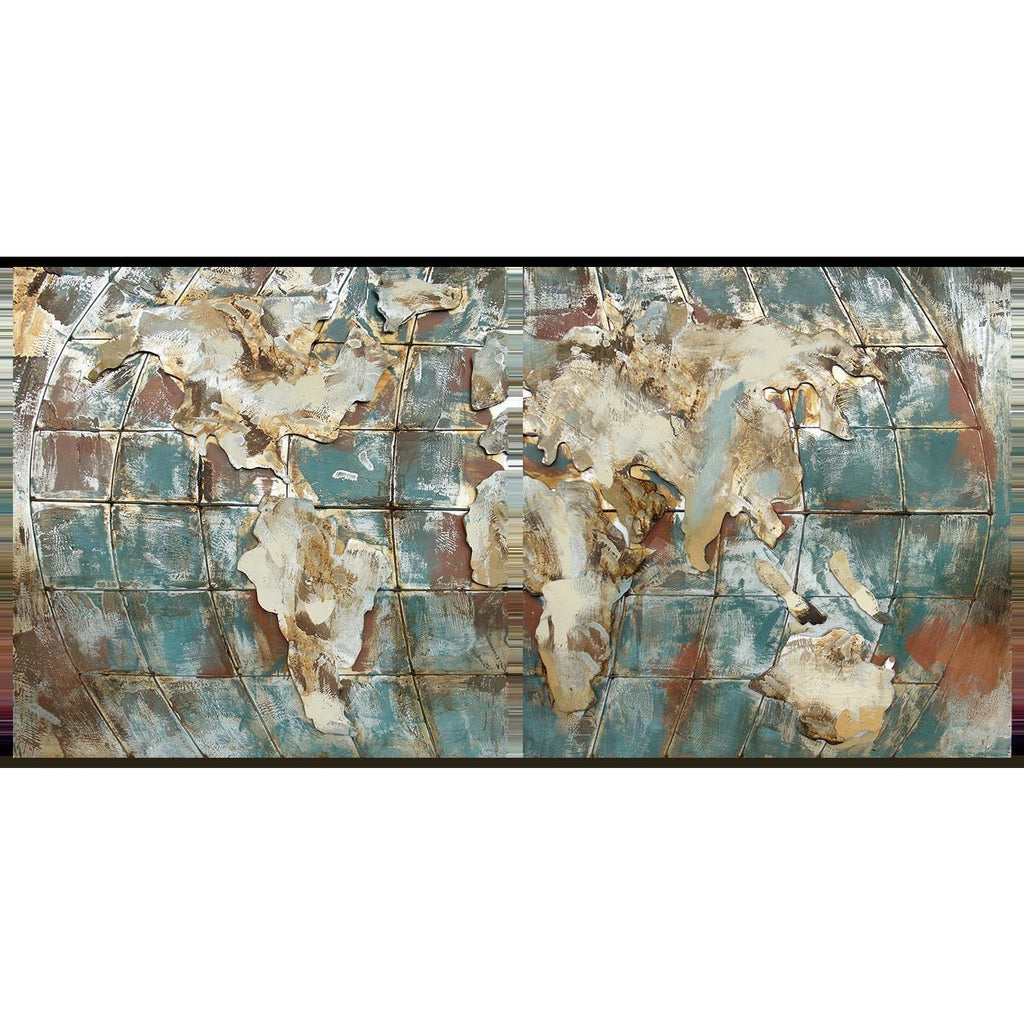 3D Metallbild Weltkarte zweiteilig - Das Holländische Möbelhaus