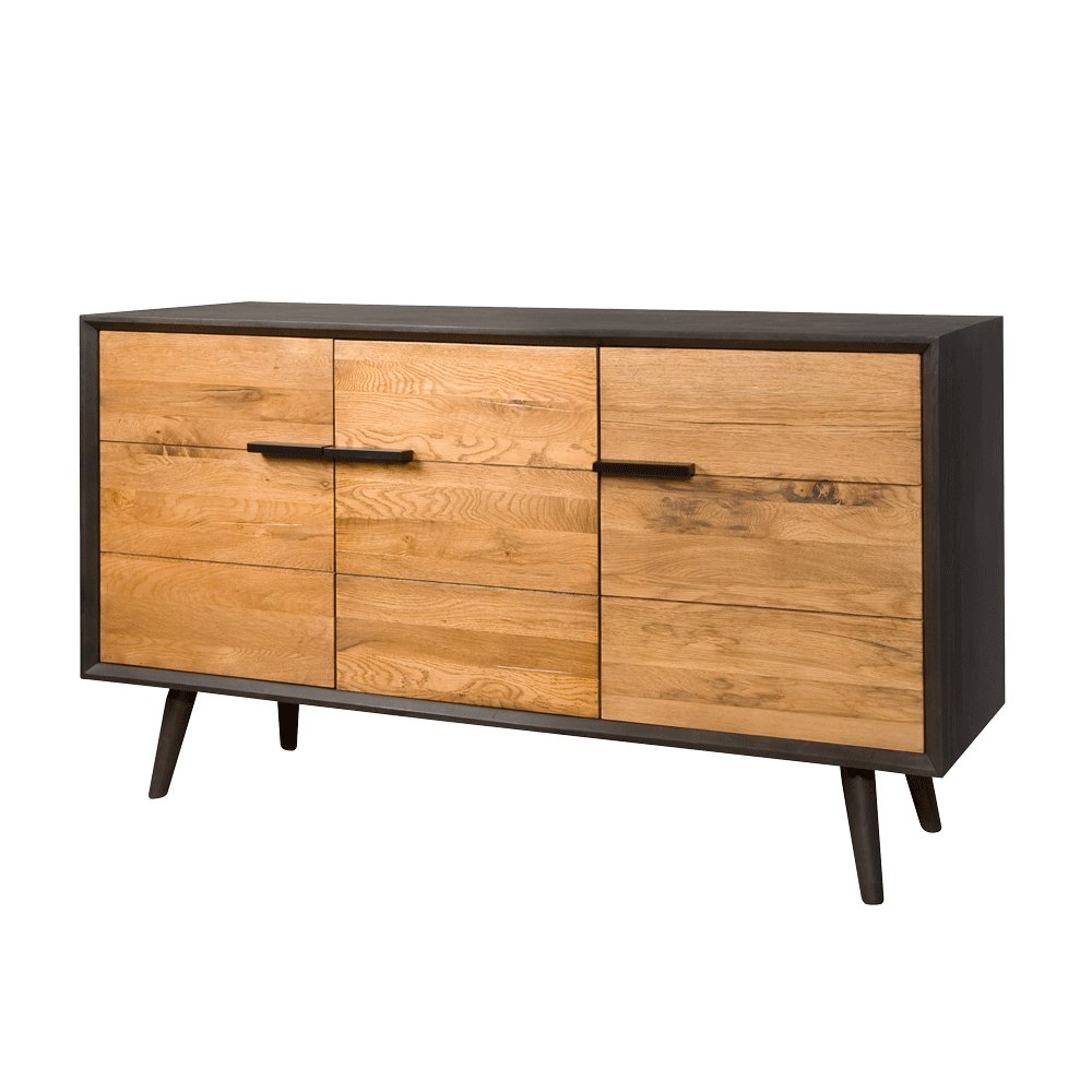 Industrial Sideboard Bresso Eiche 3 Türen - Das Holländische Möbelhaus