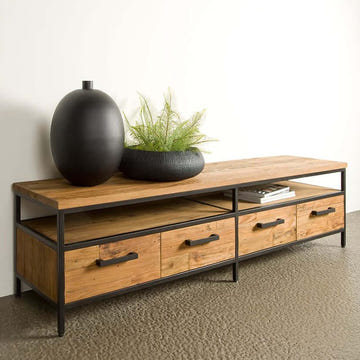 Industrial Teak TV Sideboard Livorno 180 cm - Das Holländische Möbelhaus