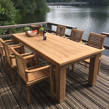 Teak Garten Set Bulat Esstisch und Stühle - Das Holländische Möbelhaus