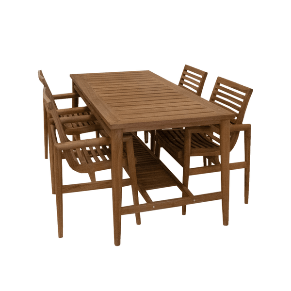 Teak Gartenset Tisch und 4 Stühle Borneo 180 cm - Das Holländische Möbelhaus