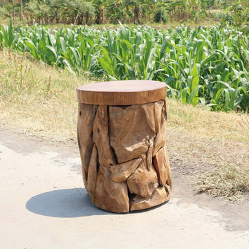 Teak Hocker Erosie - Das Holländische Möbelhaus