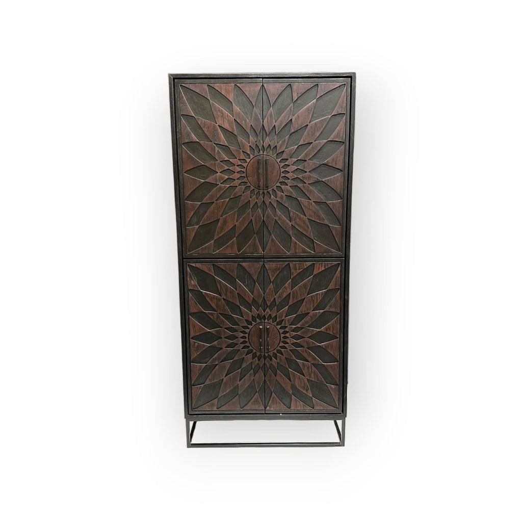 Teak Wandschrank Intan Acak schwarz 100 cm - Das Holländische Möbelhaus