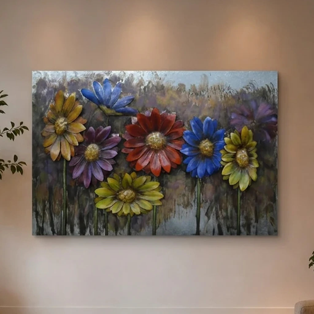3D Metallbild Blumen