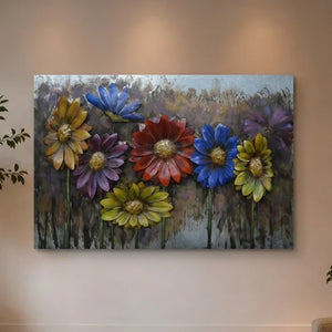 3D Metallbild Blumen