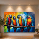 3D Metallbild Bunte Papageien auf Ast