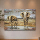 3D Metallbild Elefantenfamilie