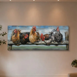 3D Metallbild Hühner
