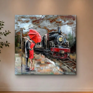 3D Metallbild Lokomotive Paar