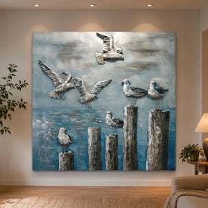 3D Metallbild Möwen