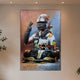 3D Metallbild Rennfahrer mit Formel-1-Wagen