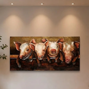 3D Metallbild Schweine