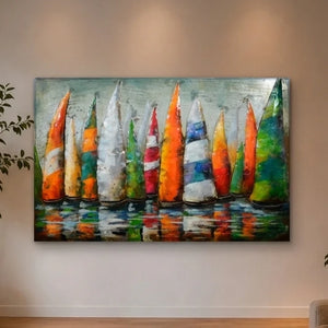 3D Metallbild Segelregatta