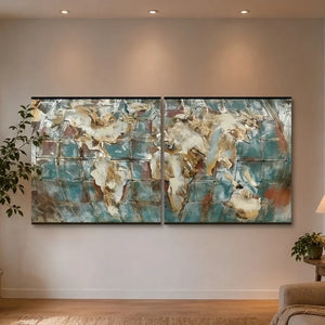 3D Metallbild Weltkarte zweiteilig