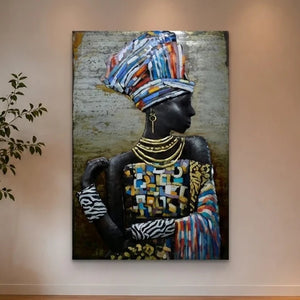 3D Metallbild Afrikanische Frau
