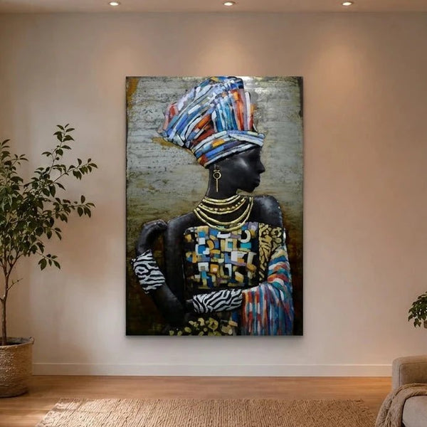 3D Metallbild Afrikanische Frau - Das Holländische Möbelhaus