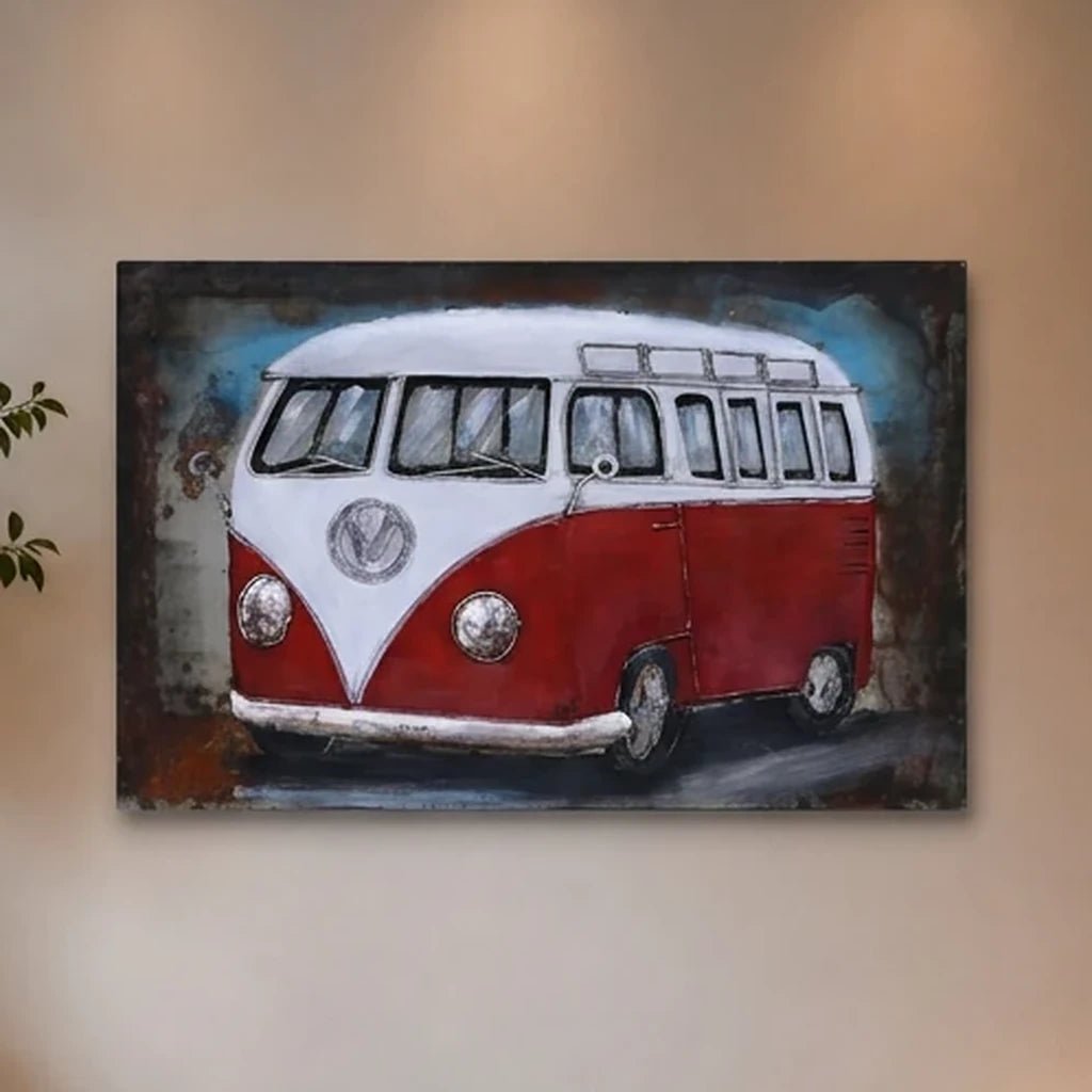 3D Metallbild Bulli Rot-Weiß - Das Holländische Möbelhaus