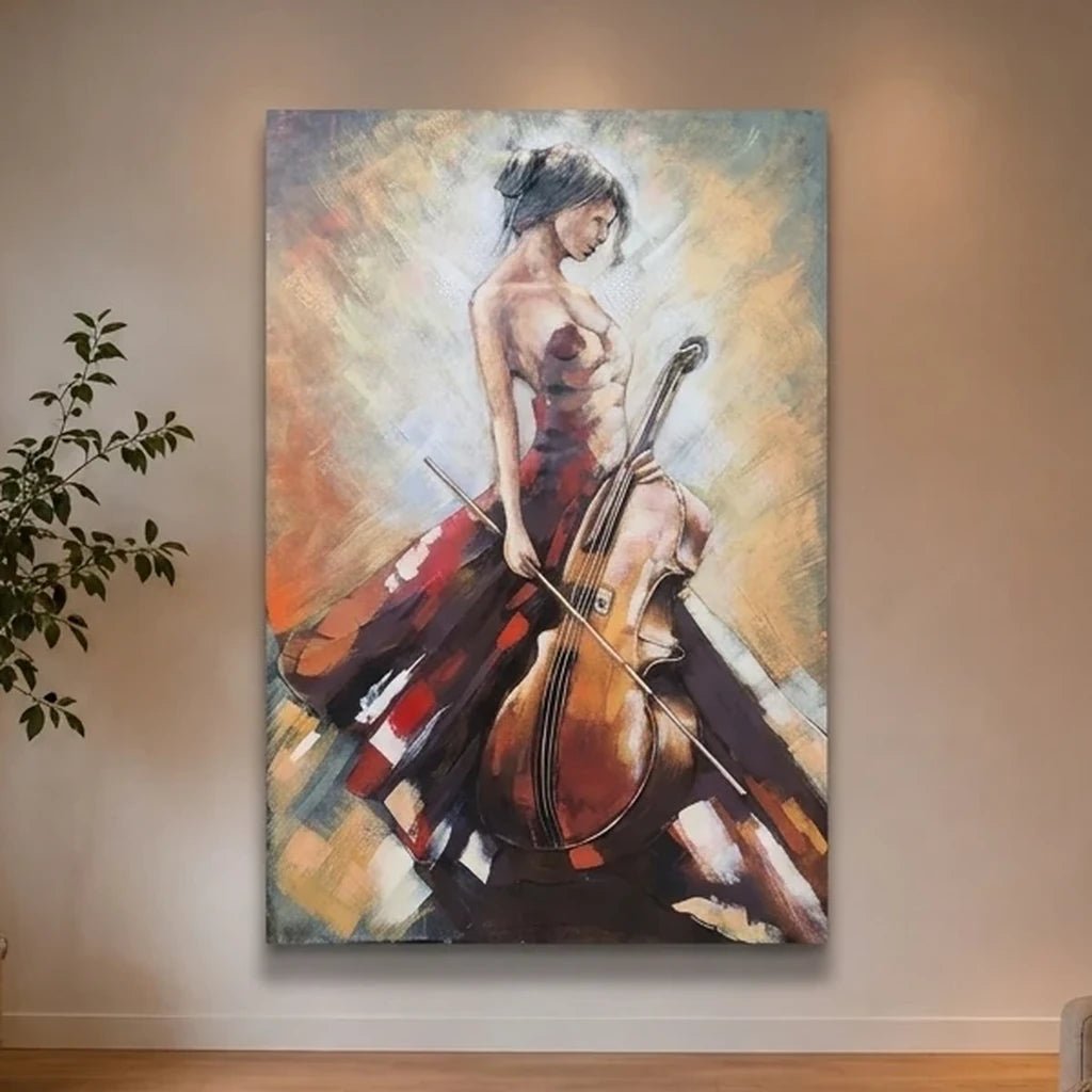3D Metallbild Cello Frau - Das Holländische Möbelhaus