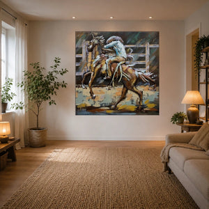 3D Metallbild Cowboy auf Pferd