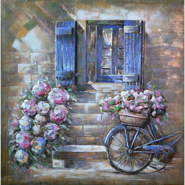 3D Metallbild Fenster und Fahrrad - Das Holländische Möbelhaus