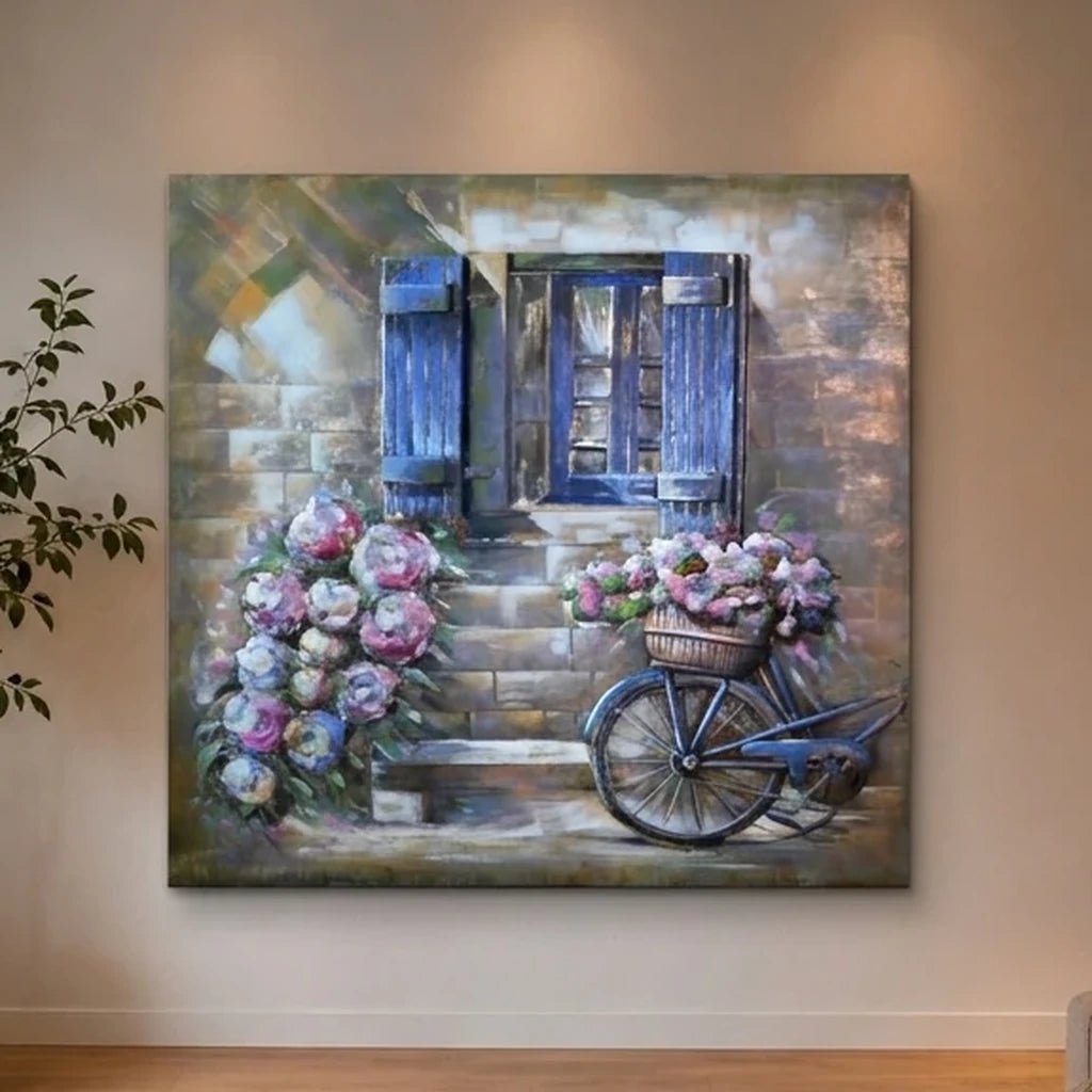 3D Metallbild Fenster und Fahrrad - Das Holländische Möbelhaus