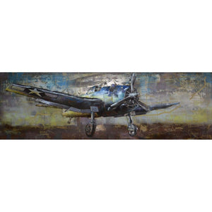 3D Metallbild Flugzeug Propeller