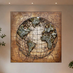 3D Metallbild Globus
