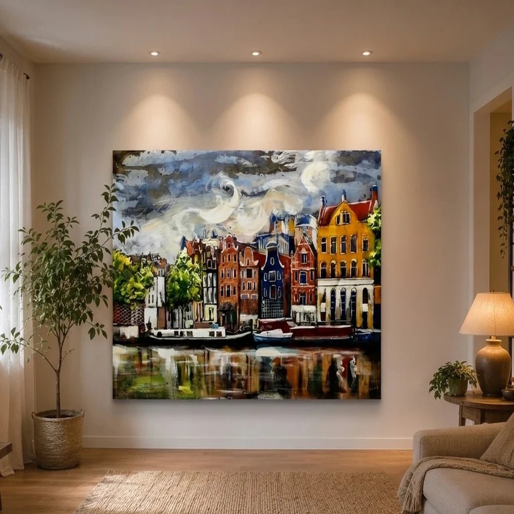 3D Metallbild Grachtenhäuser in Amsterdam - Das Holländische Möbelhaus