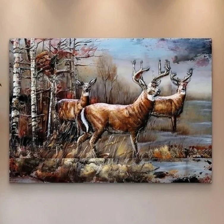 3D Metallbild Hirsche - Das Holländische Möbelhaus