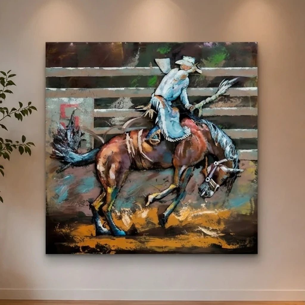 3D Metallbild reitender Cowboy - Das Holländische Möbelhaus