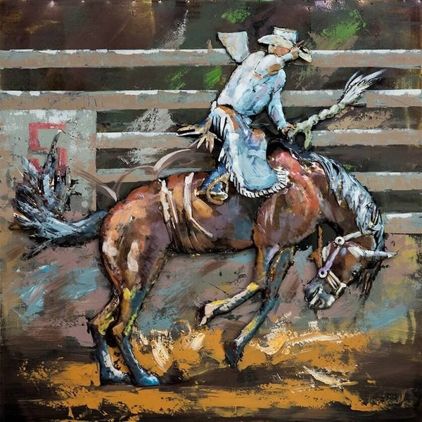 3D Metallbild reitender Cowboy - Das Holländische Möbelhaus