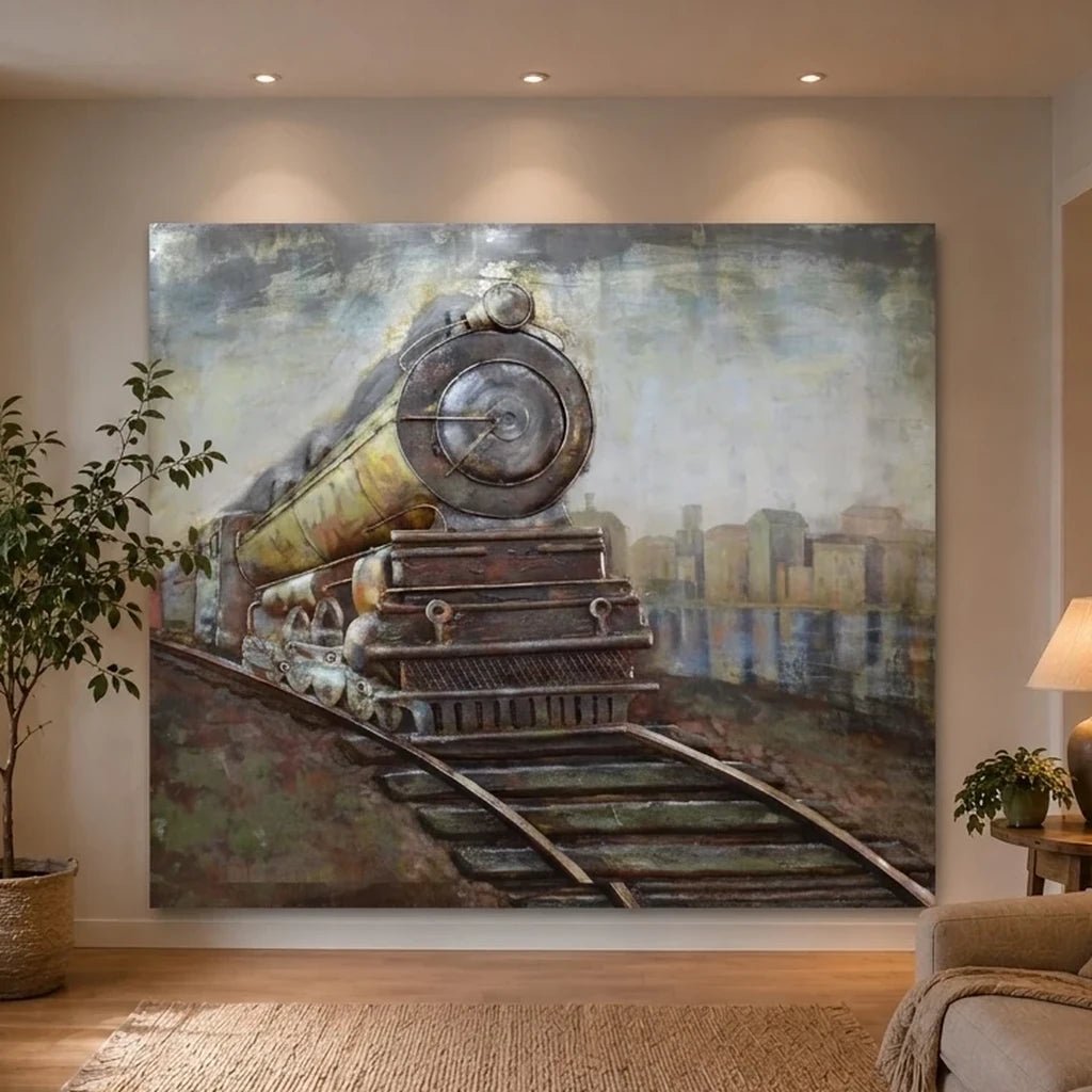3D Metallbild Retro Lok - Das Holländische Möbelhaus