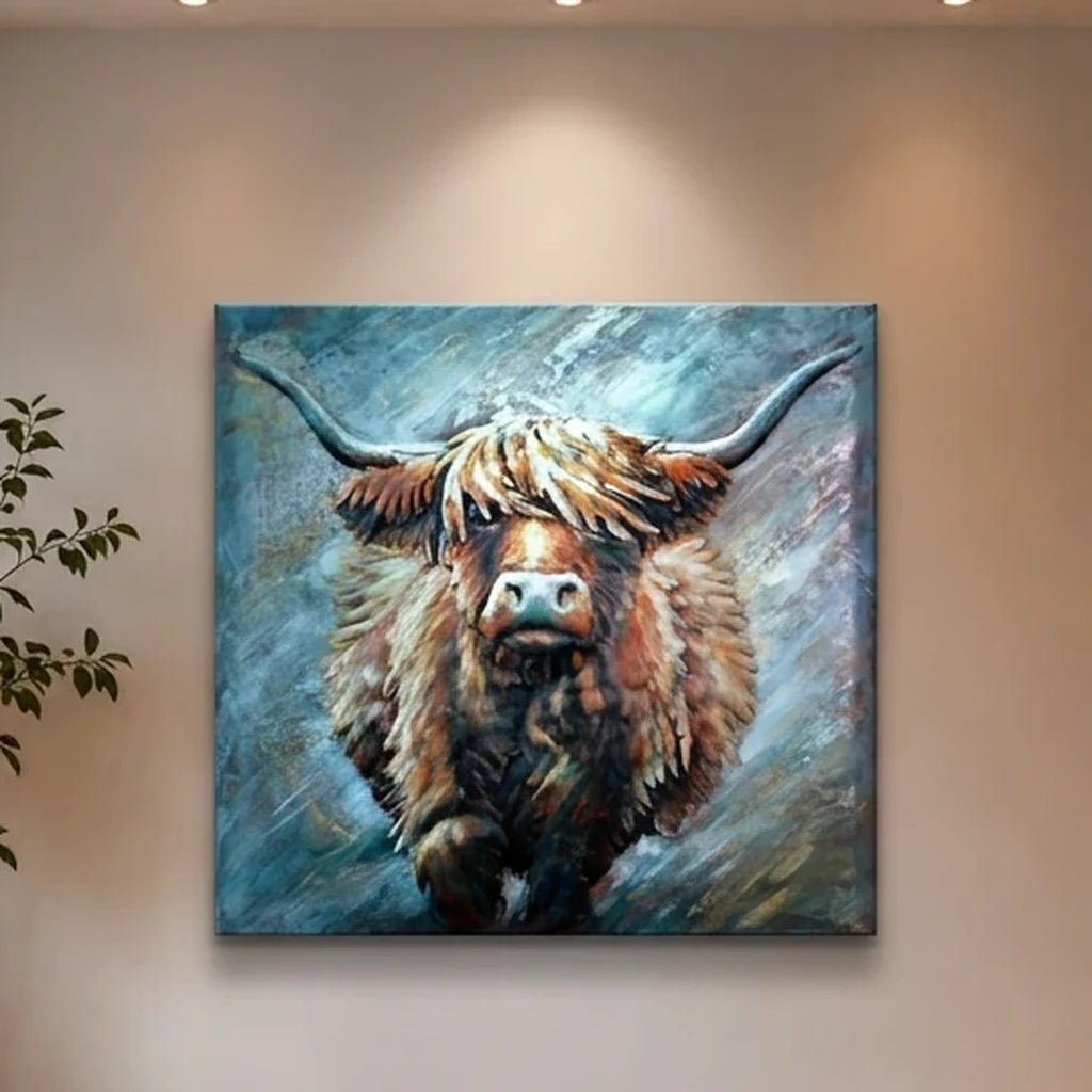 3D Metallbild schottische Highlander-Kuh - Das Holländische Möbelhaus
