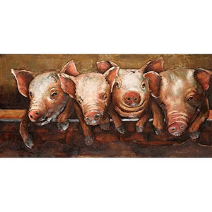 3D Metallbild Schweine