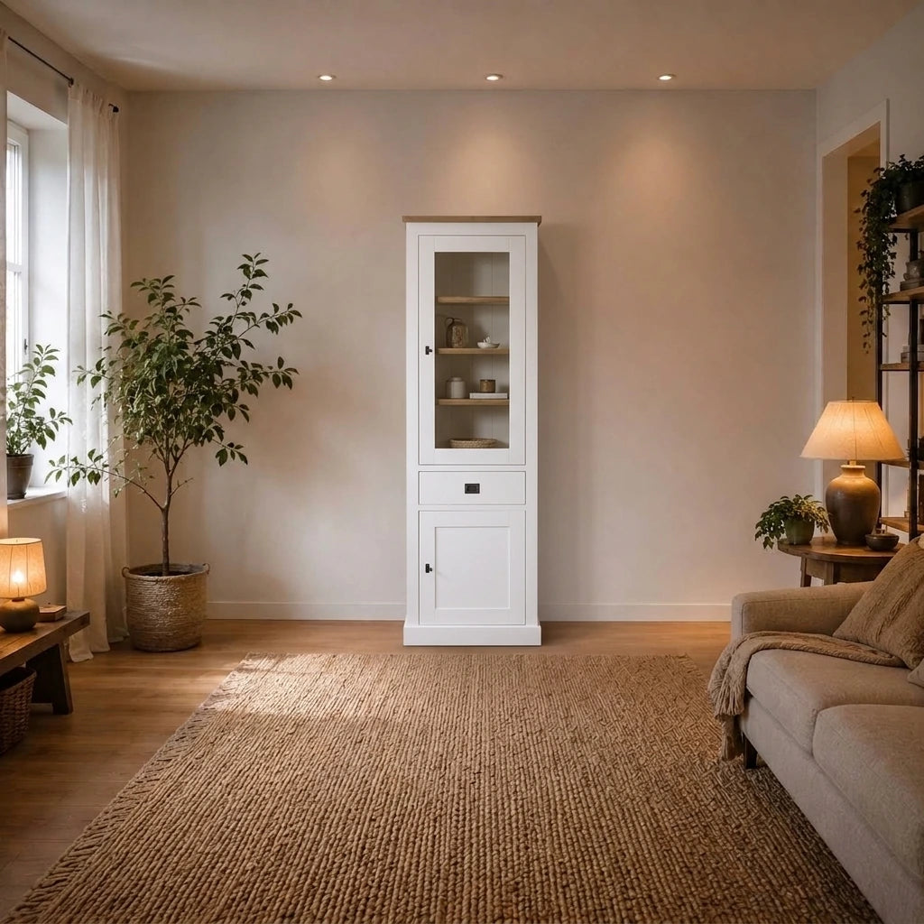 Landhausstil Vitrine Kubic Oak 2 Türen 1 Schub