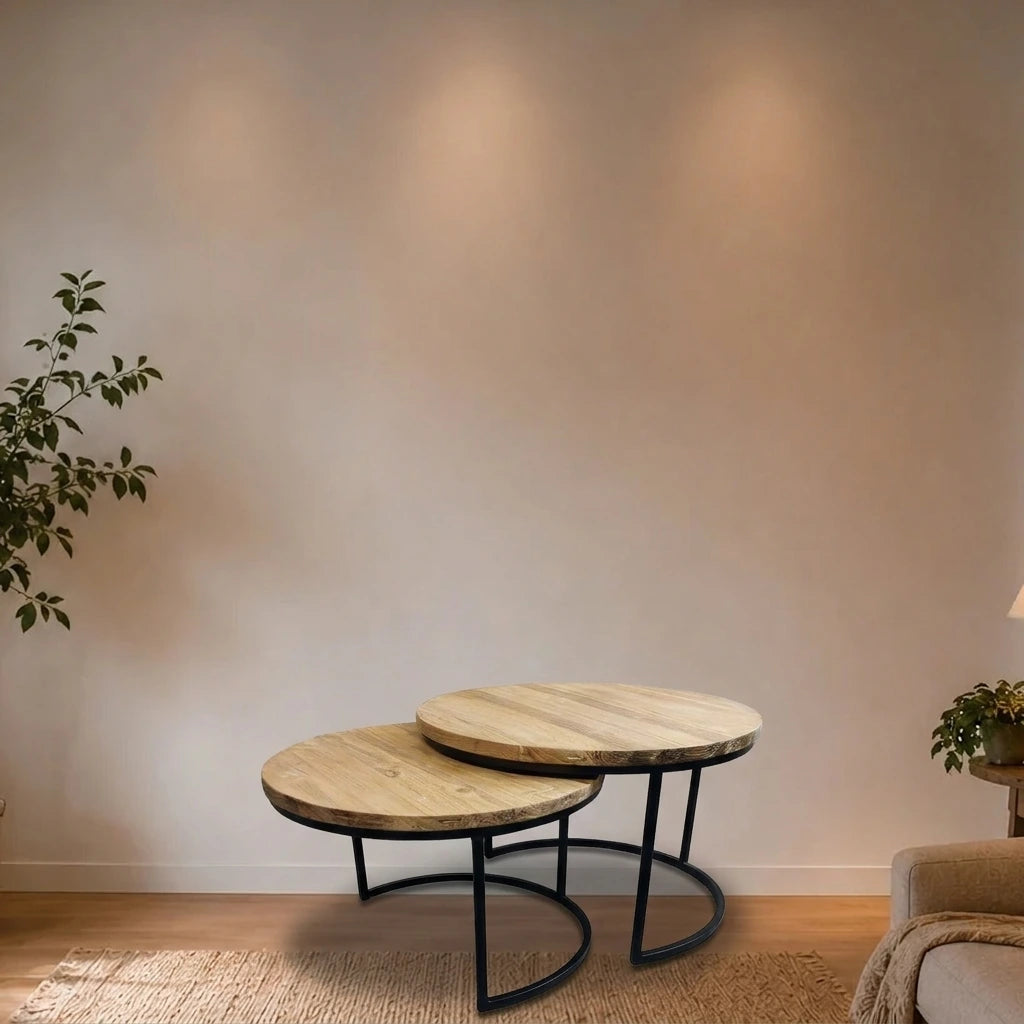 Teak Couchtisch Set Nesting