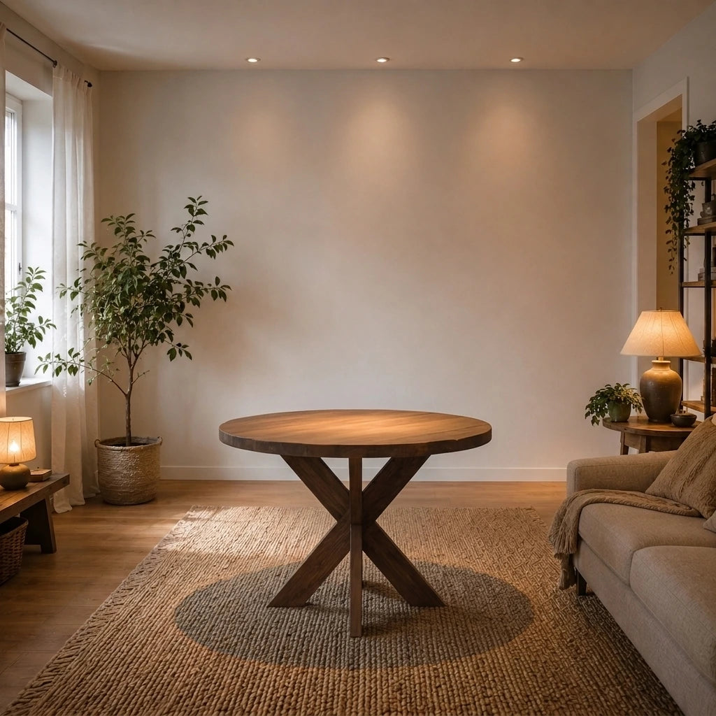 Teak Esstisch Beek Rund 5 cm