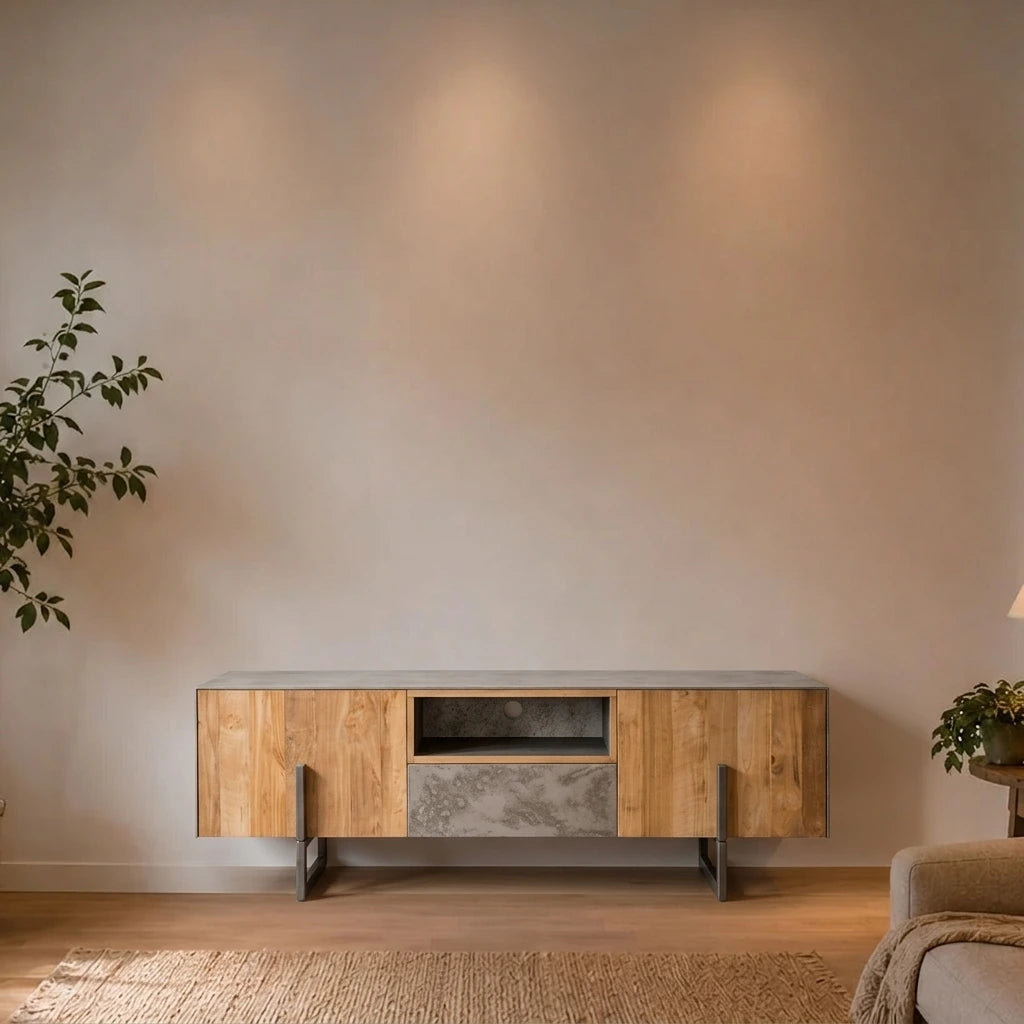 Teak TV Sideboard Ora 2 Türen 1 Schub 167