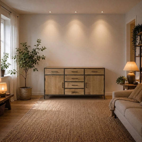 Eiche Sideboard Luna 6 Schübe - Das Holländische Möbelhaus