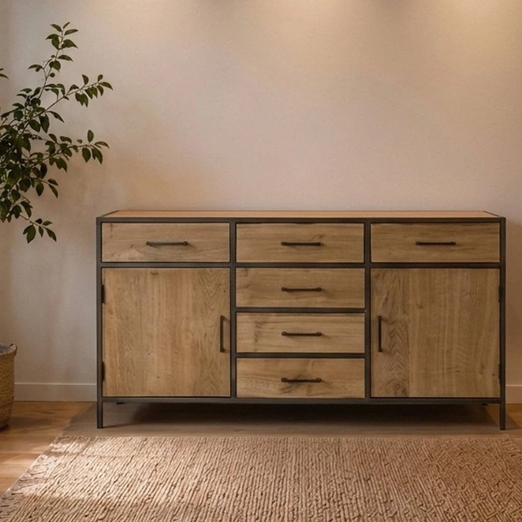 Eiche Sideboard Luna 6 Schübe - Das Holländische Möbelhaus