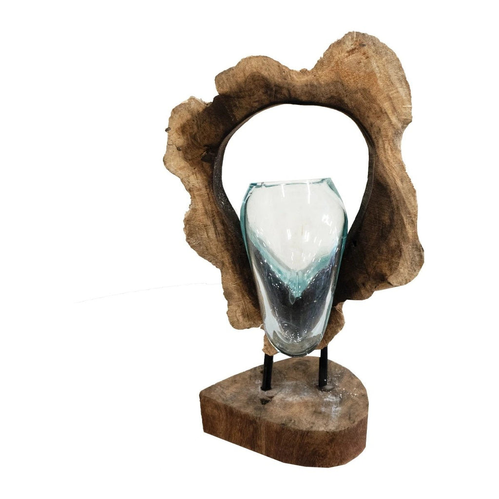 Glas in Holz Vase - Das Holländische Möbelhaus