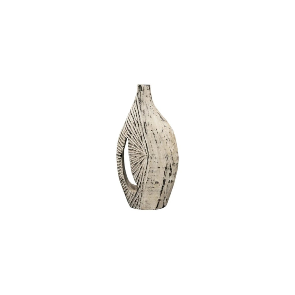Holz Vase weiß Modell 1 - Das Holländische Möbelhaus