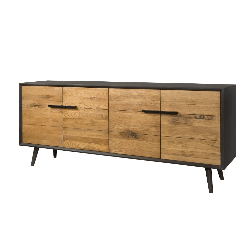 Industrial Sideboard Bresso Eiche 4 Türen - Das Holländische Möbelhaus